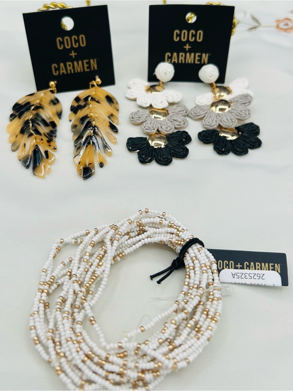 NWT Coco + Carmen Jewelry Lot Dangle Earrings Multi Strand Seed Bead Bracelet